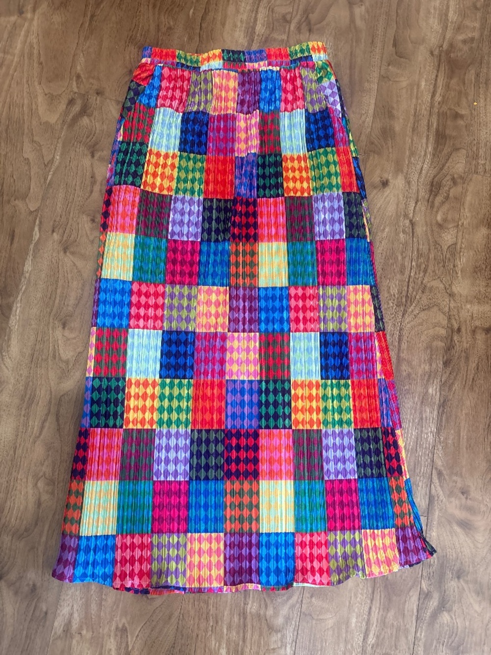 Dressed in Lala Cest La Vie Plissé Midi Skirt Fun House Patchwork Small